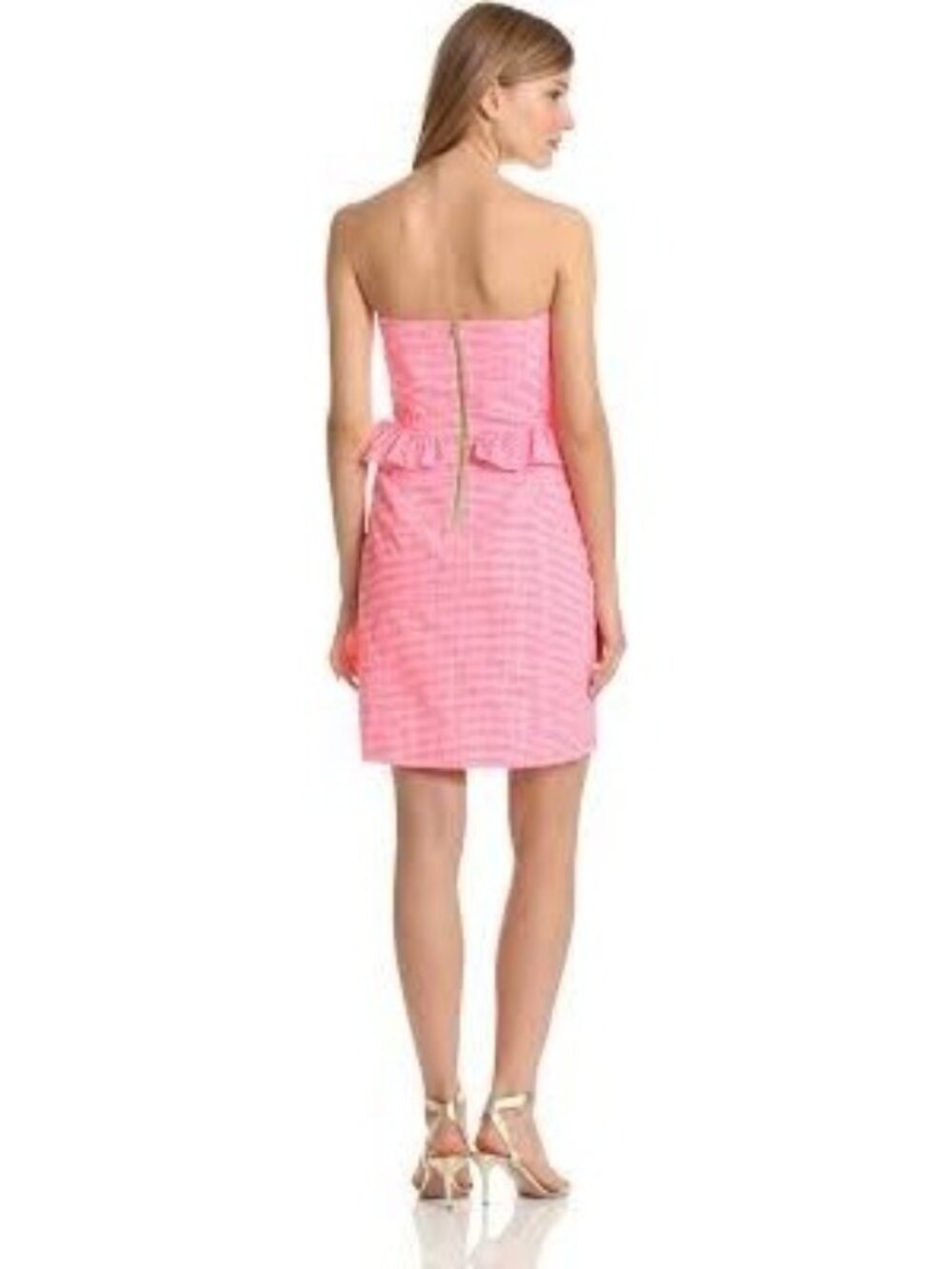 Lilly Pulitzer Fiesta Pink Pretty Gignham Lowe Strapless Dress 2 - Picture 2 of 7